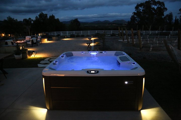 hot tub lights - hot tub with led lighting at night