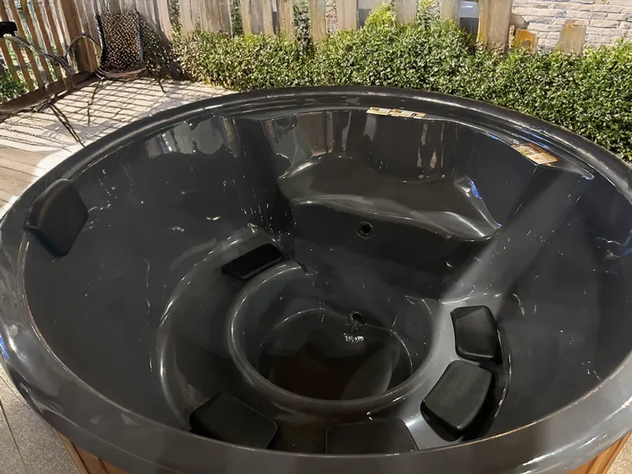 scandinavian wood burning hot tub top view