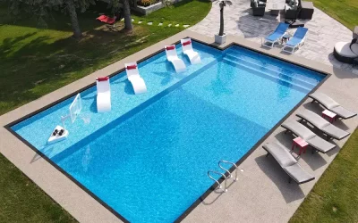 Lockport pool project L shape by Aqua Tech